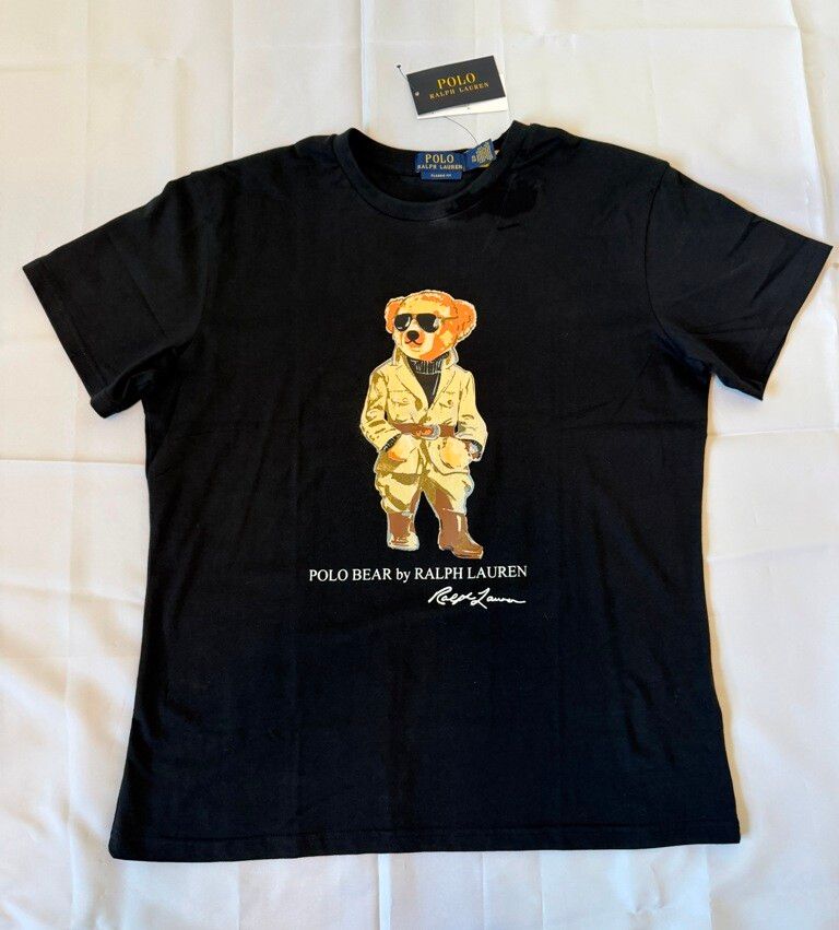 Polo Ralph Lauren Women's Sz XL Safari Bear T-shirt Jersey ⚫️ BLACK