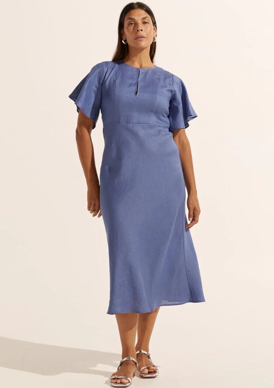 Zoe Kratzmann Pavillion Dress Steel Blue • Fit Flare Flutter