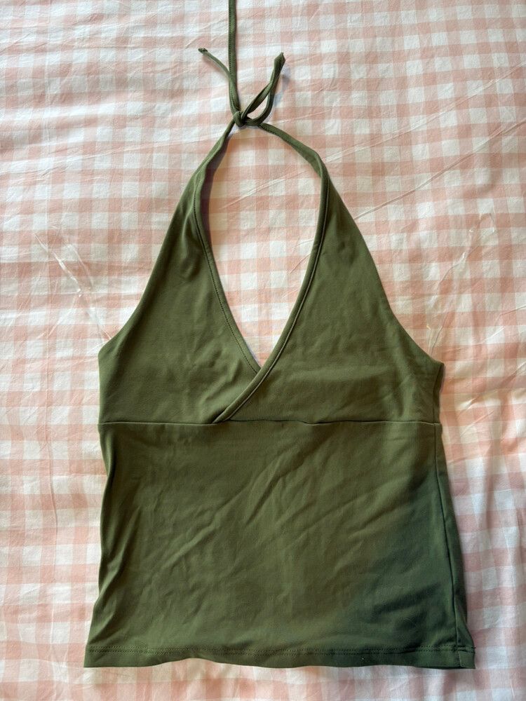 Khaki Green Halter Top