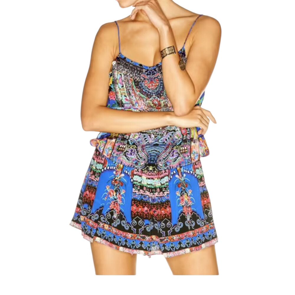 Camilla Pretty Precession Playsuit Size Small Silk Shoestring Blue