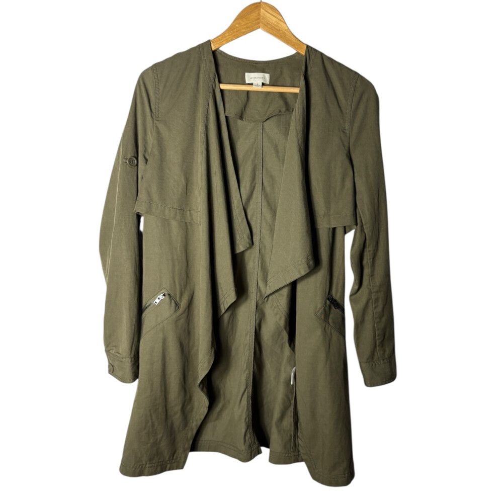 Witchery Waterfall Jacket Size AU 6 Cotton Blend Khaki Green