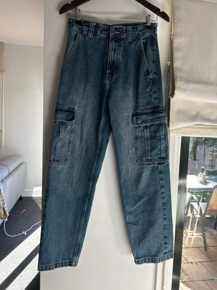 Absent Blue Baggy Cargo Jeans