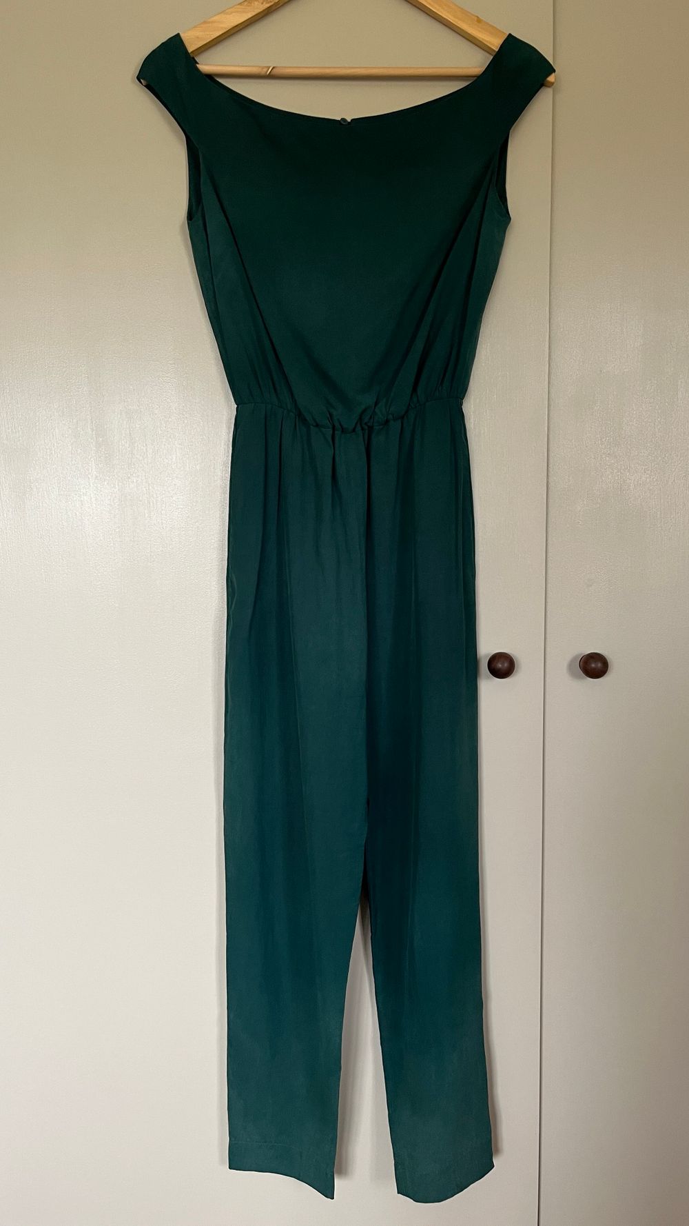 Penny Sage Silk Jumpsuit