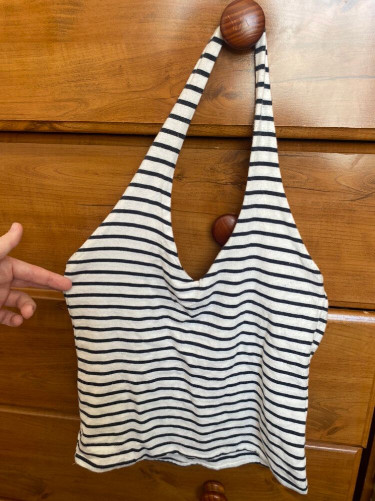 Cotton On White and Black Striped Top