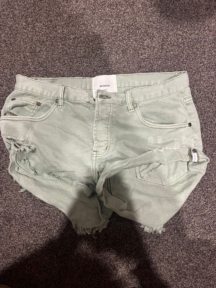 One Teaspoon Green Denim Shorts