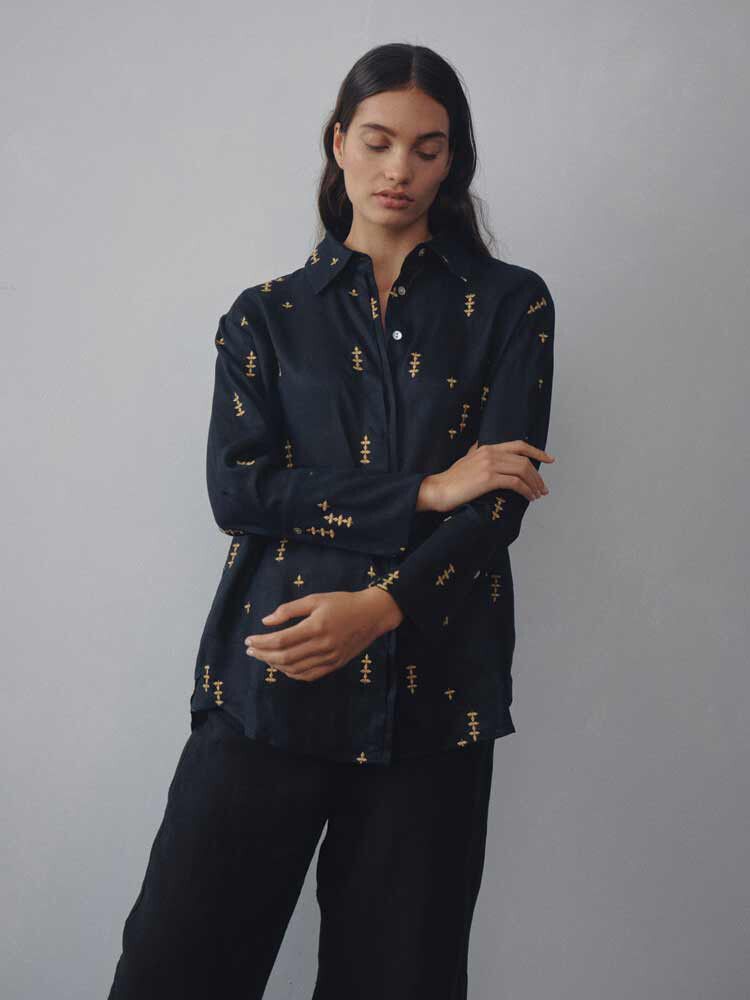 Marle Pepper Shirt Embroided Black