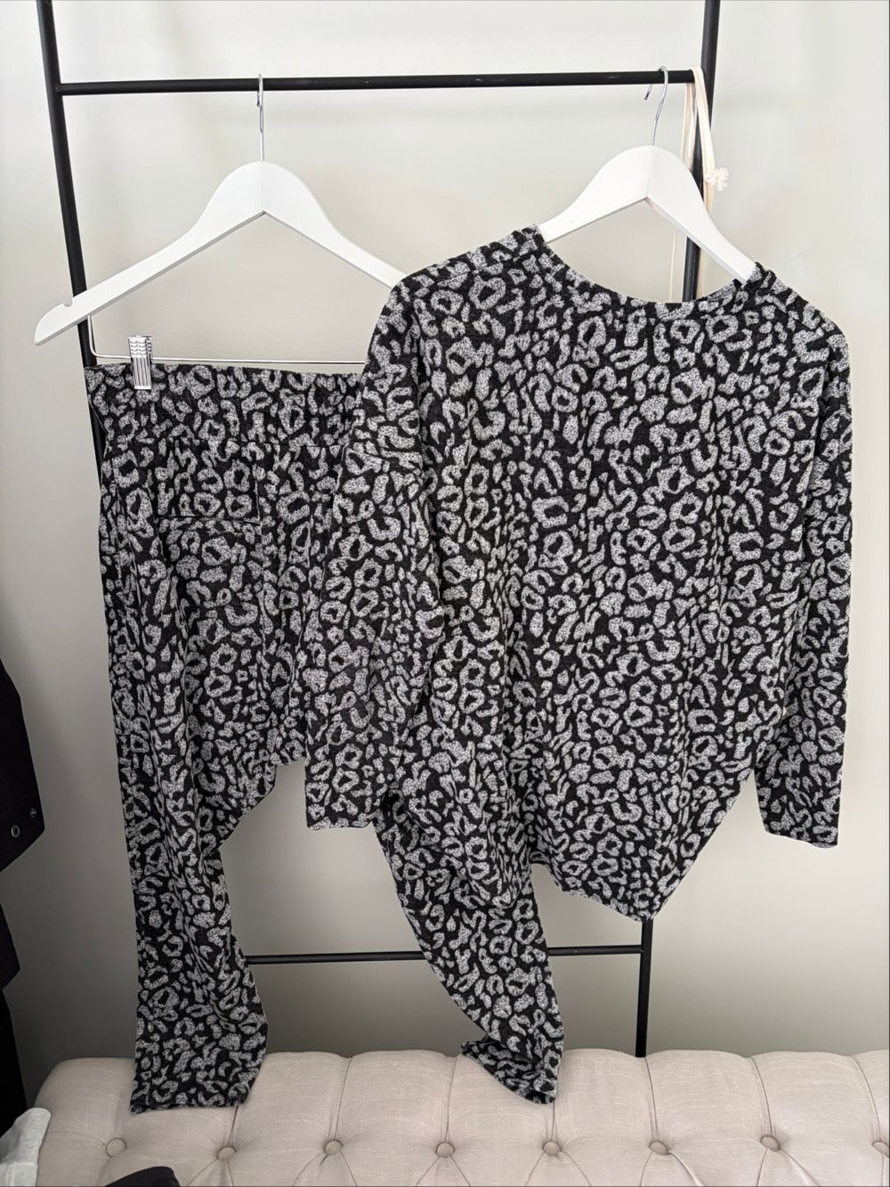 Black And White Leopard Print Matching Set