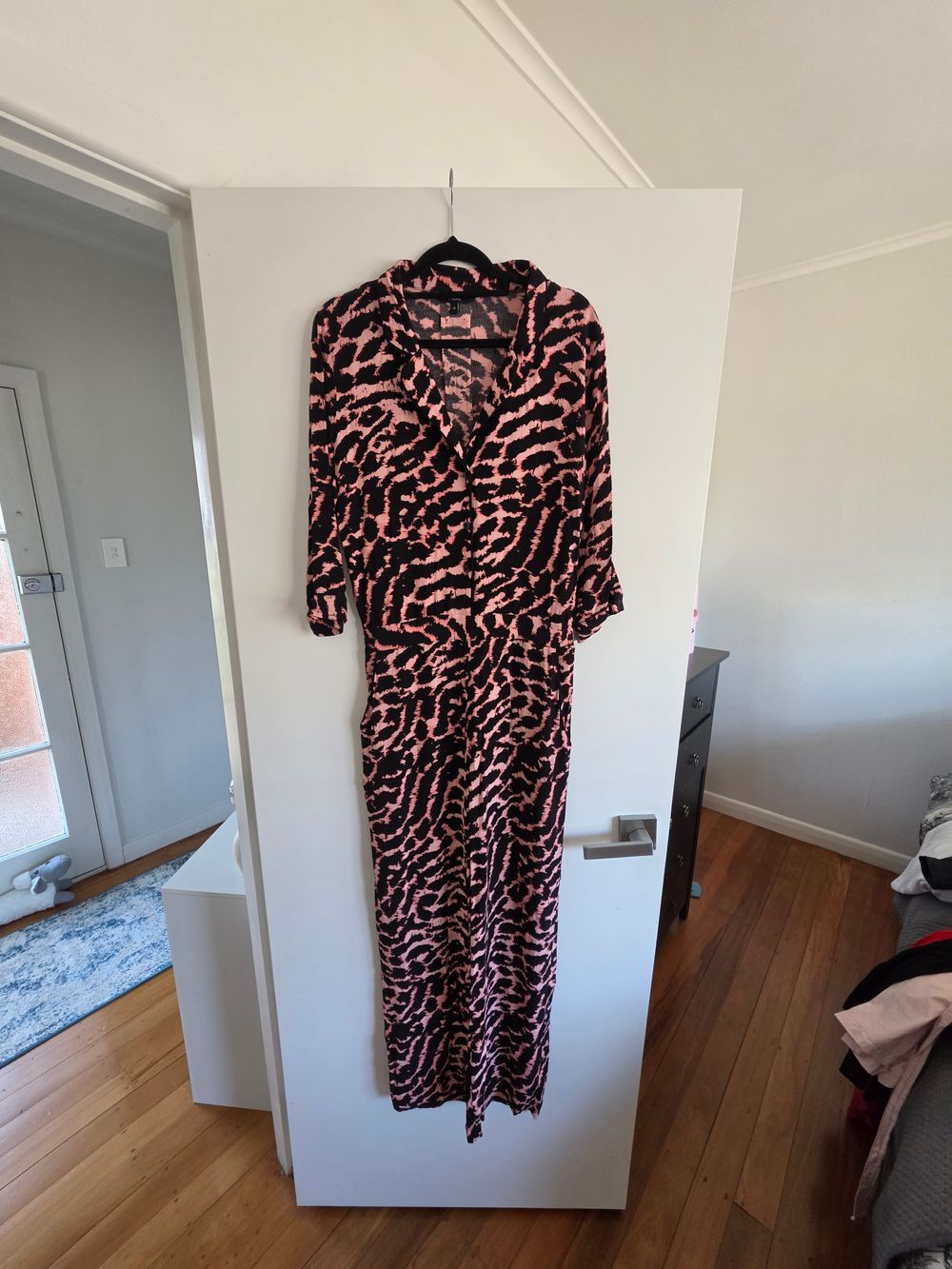 Black and Pink Animal Print Jumpsuit