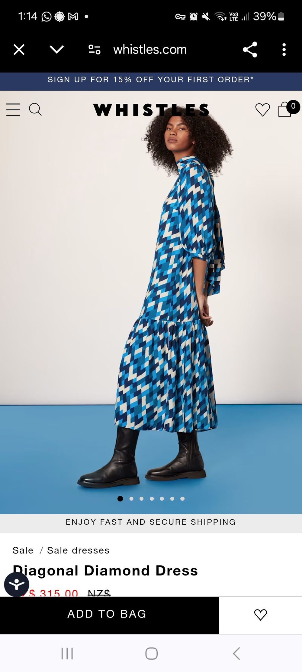 Whistles Diagonal Diamond Dress