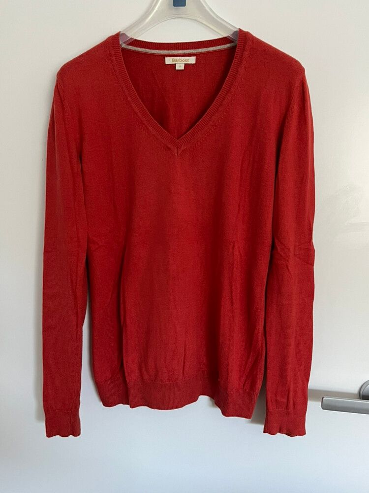 Barbour Red V-Neck Jumper