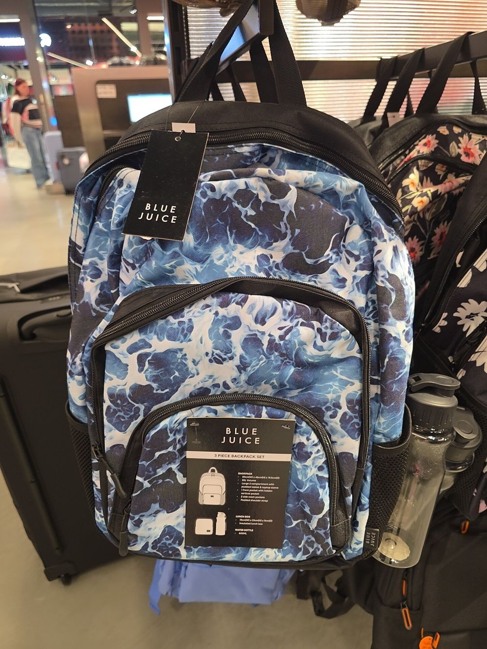 Blue Juice Blue Marble Print Backpack