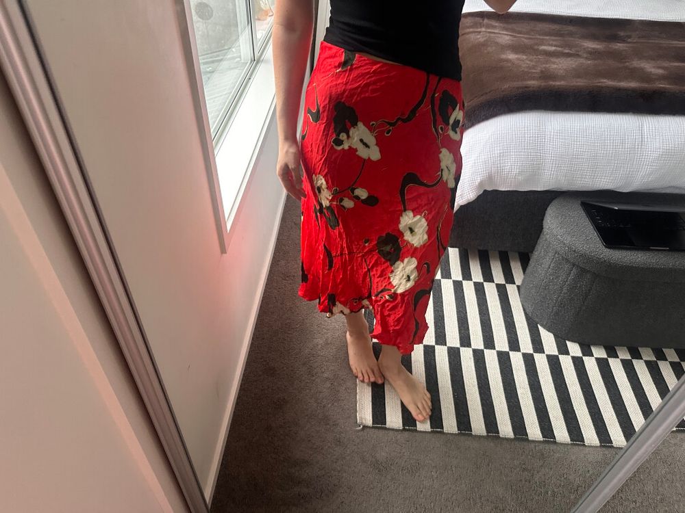 Floral Red Skirt