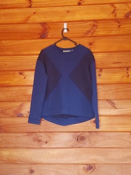 Blue colour block crew sweatshirt