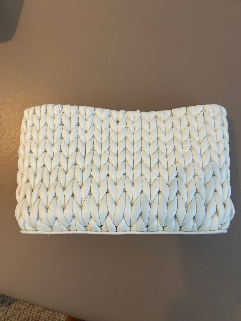 seed White Woven Clutch Bag