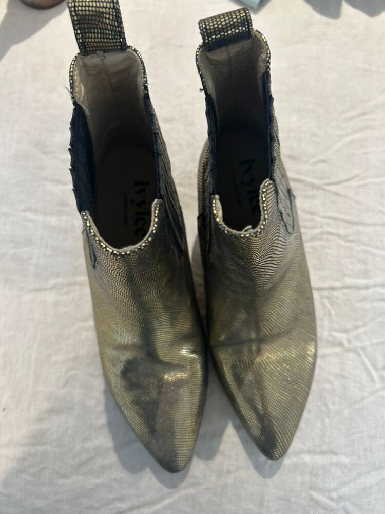Ivy Lee Gold Ankle Boots