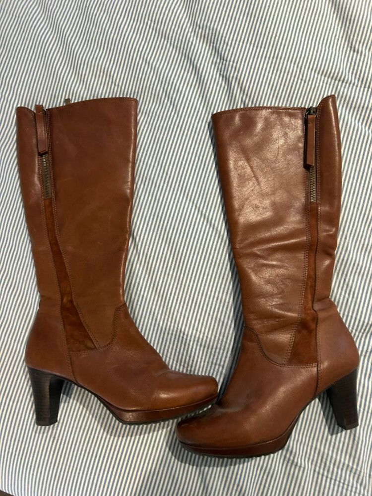 Merchat Brown Leather Knee High Boots