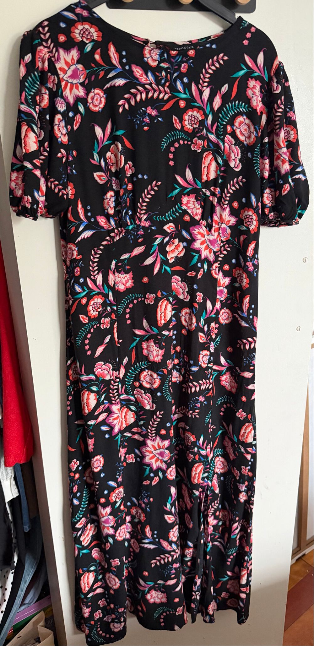 Peacocks Black Floral Midi Dress
