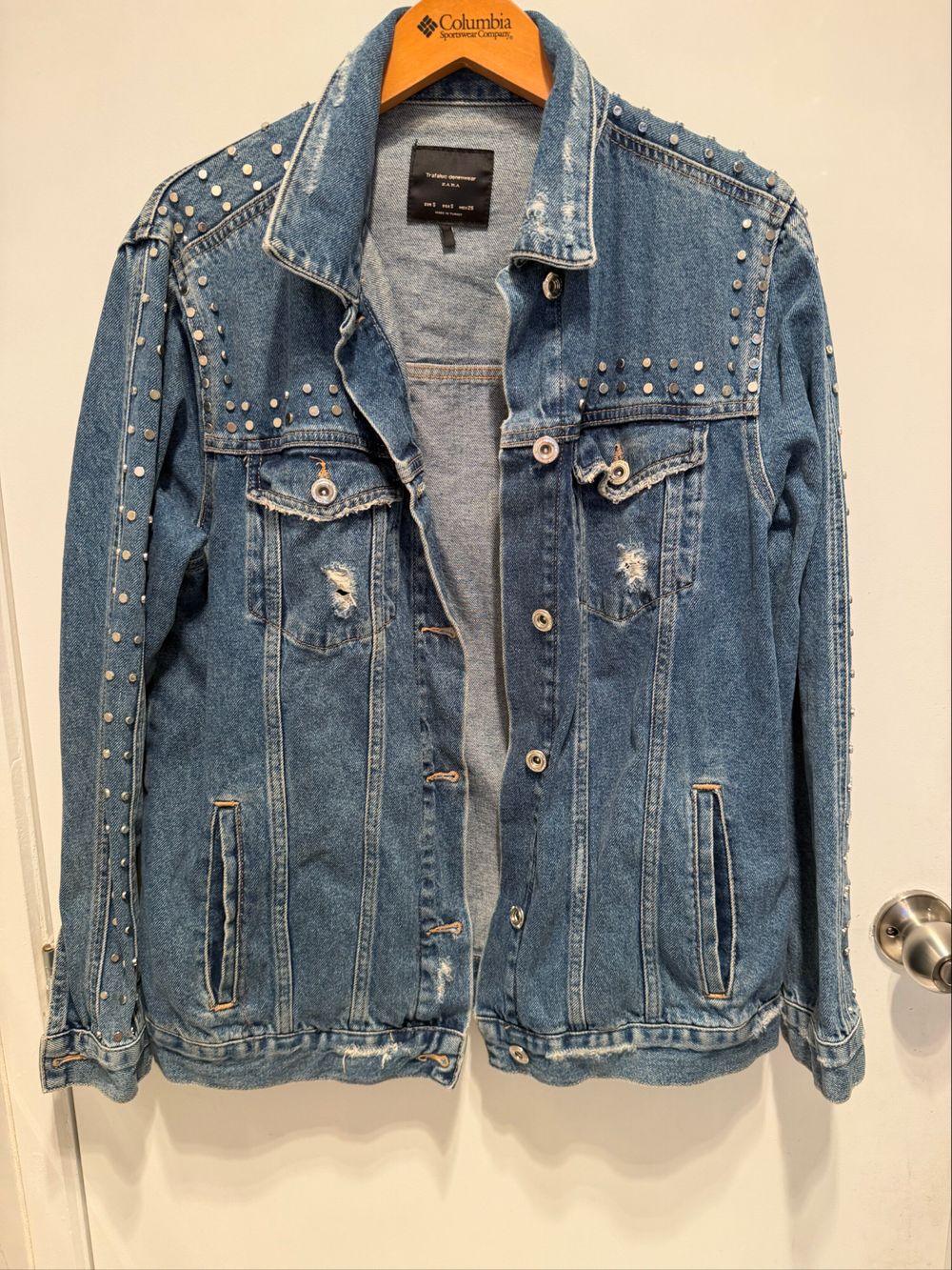 Zara Blue Studded Denim Jacket