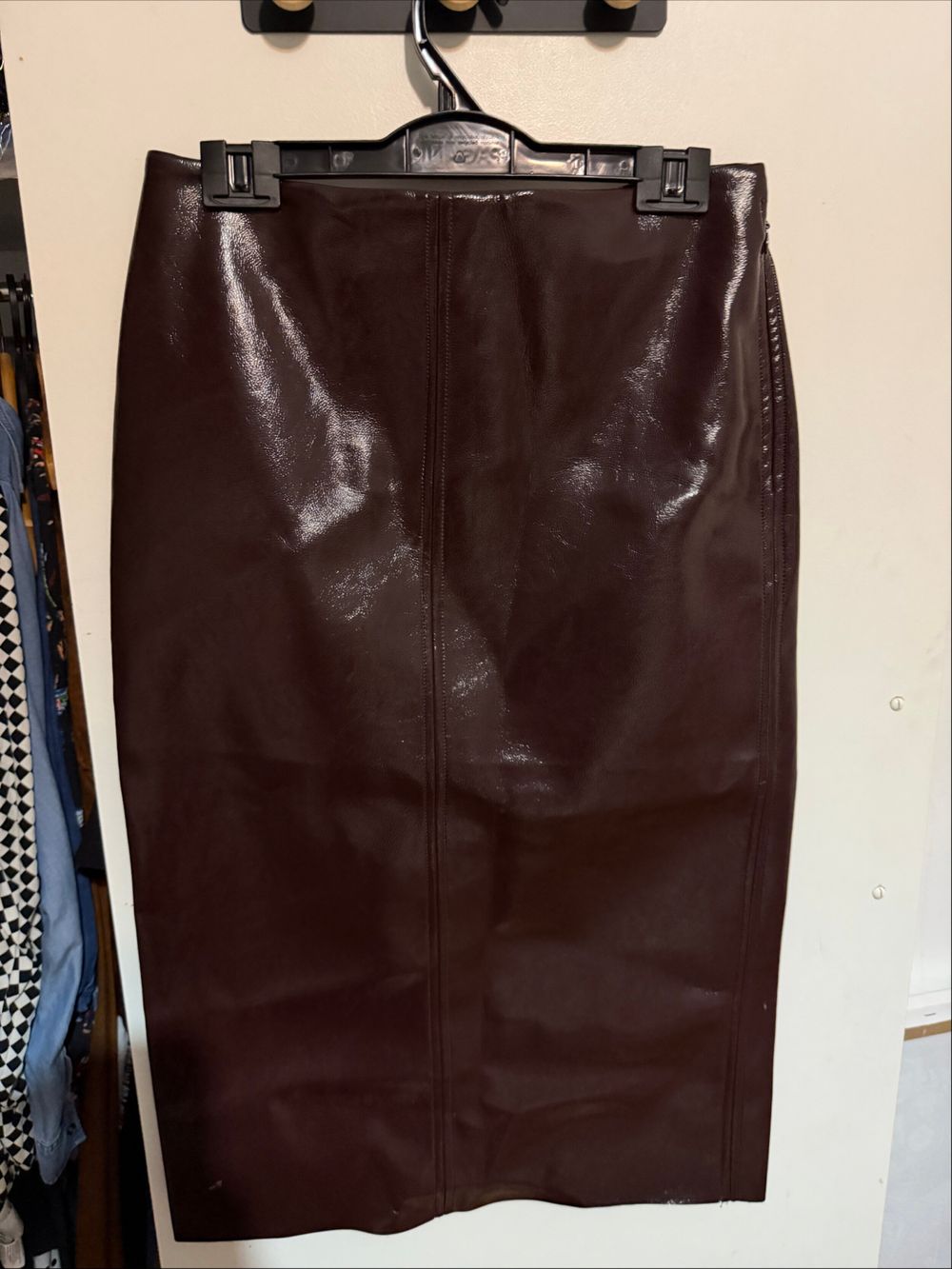 H&M Edition Brown Faux Leather Midi Skirt