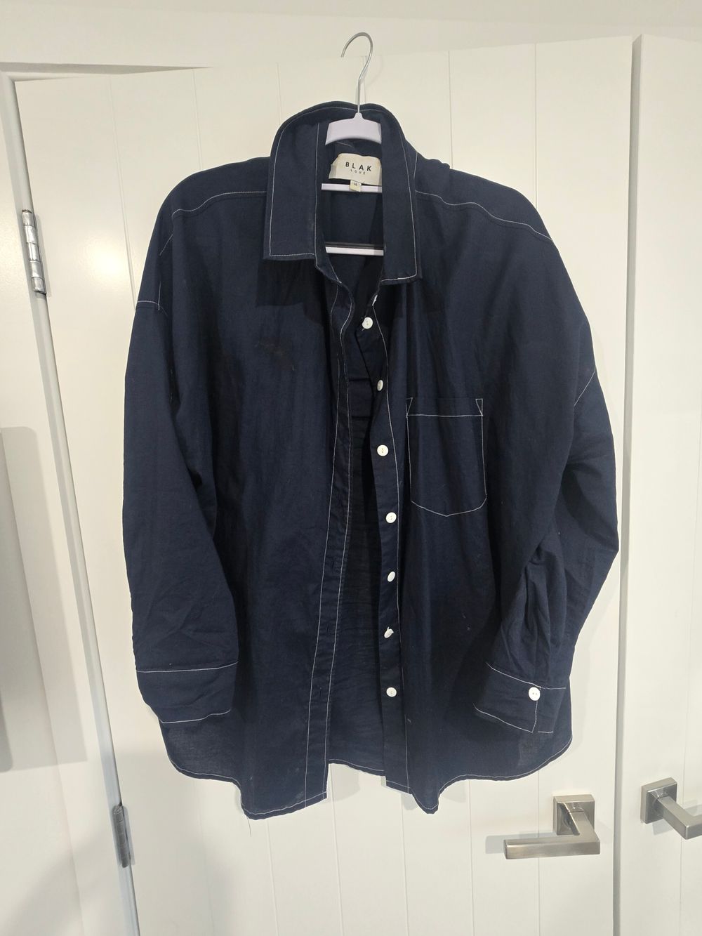 Blak Navy Contrast Stitch Shirt