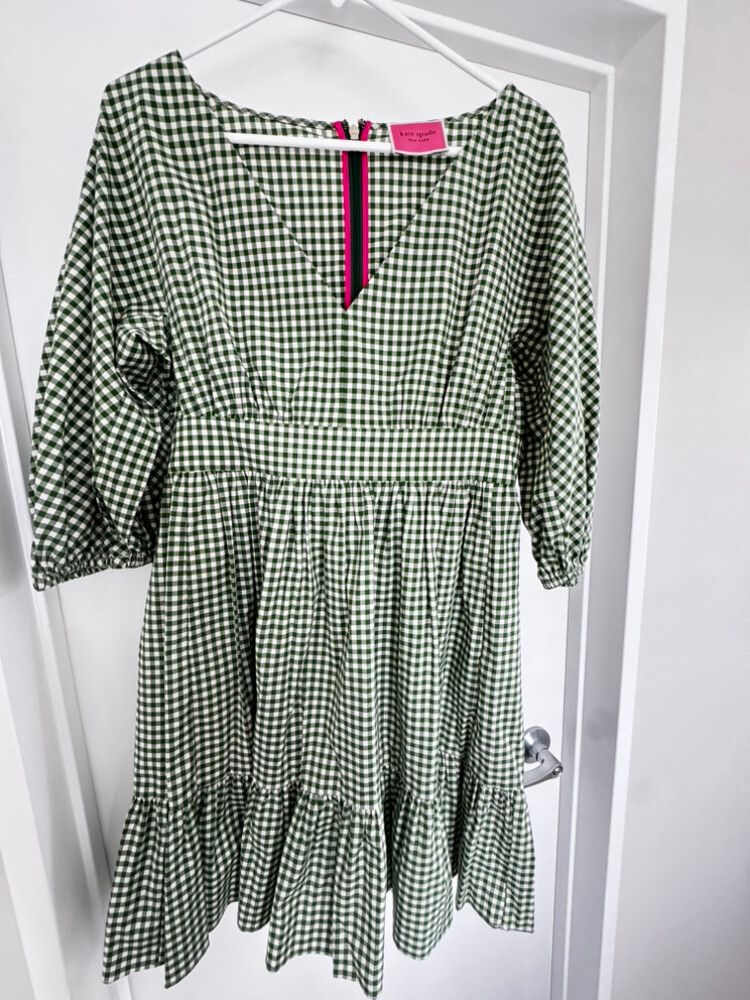 Kate Spade - Kate Spade Green Gingham Dress on Designer Wardrobe Kate Spade - Kate Spade Green Gingham Dress on Designer Wardrobe