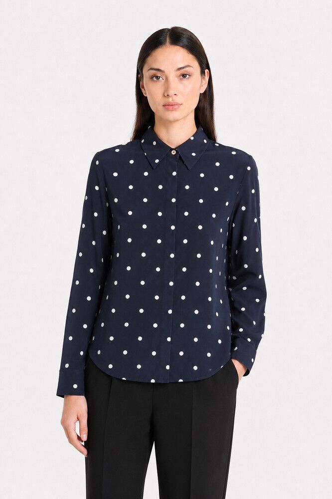 Twenty-Seven Names Navy Polka Dot Shirt