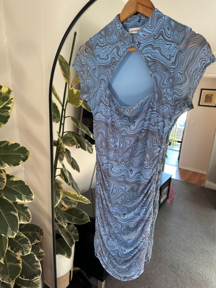 Glassons Blue Patterned Mini Dress