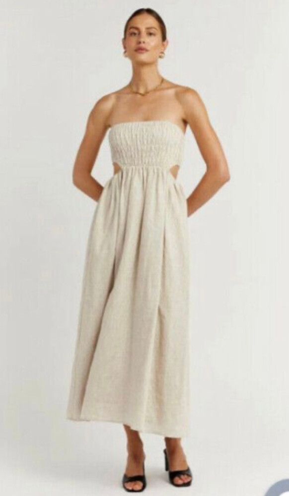 DISSH - Dissh, Nell natural linen midi dress, size 10 on Designer Wardrobe