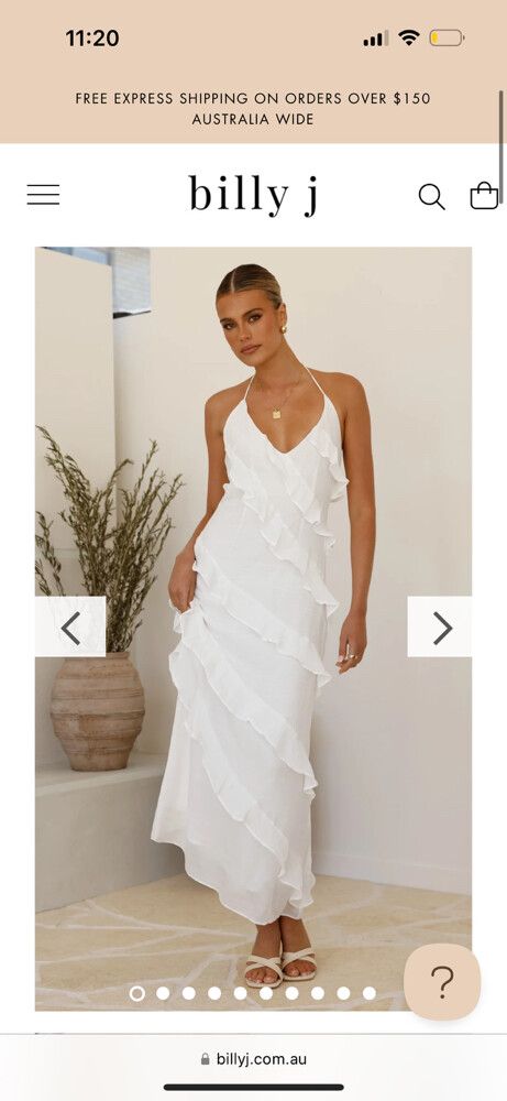 Billy J Boutique - Sophia Maxi Dress - White on Designer Wardrobe