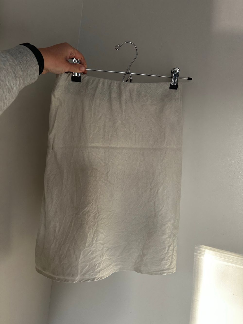 Cream Linen Mini Skirt