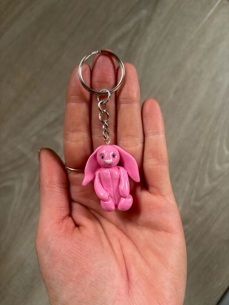 Pink Bunny Jelly Inspired Keyring