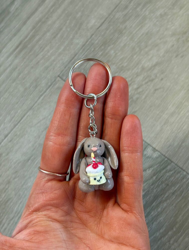 birthday cake bashful bunny Jellycat inspired keyring