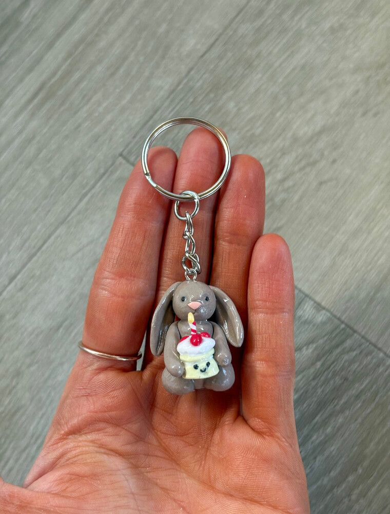 birthday cake bunny Jellycat keyring
