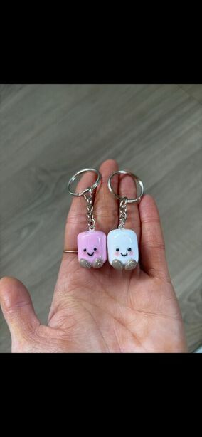 matching marshmallow magnetic Jellycat inspired keychains