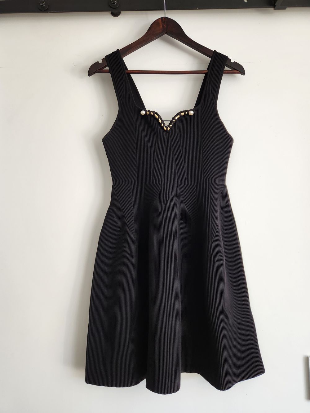aje black dress with pearls Regina Pearl Mini Dress-BLACK / 4