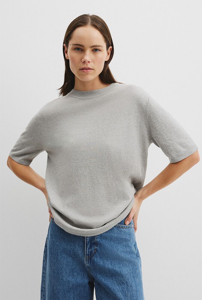 Organically Grown Cotton Cashmere Blend Knit T-Shirt