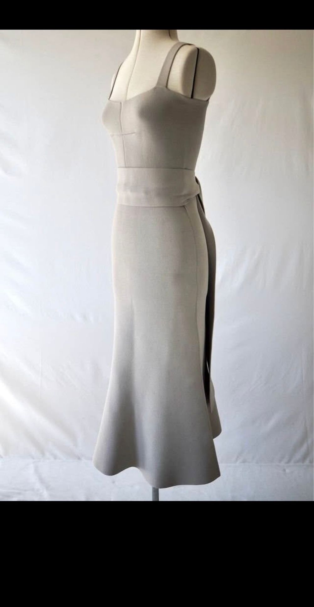 scanlan theodore crepe knit bralette dress midi gown