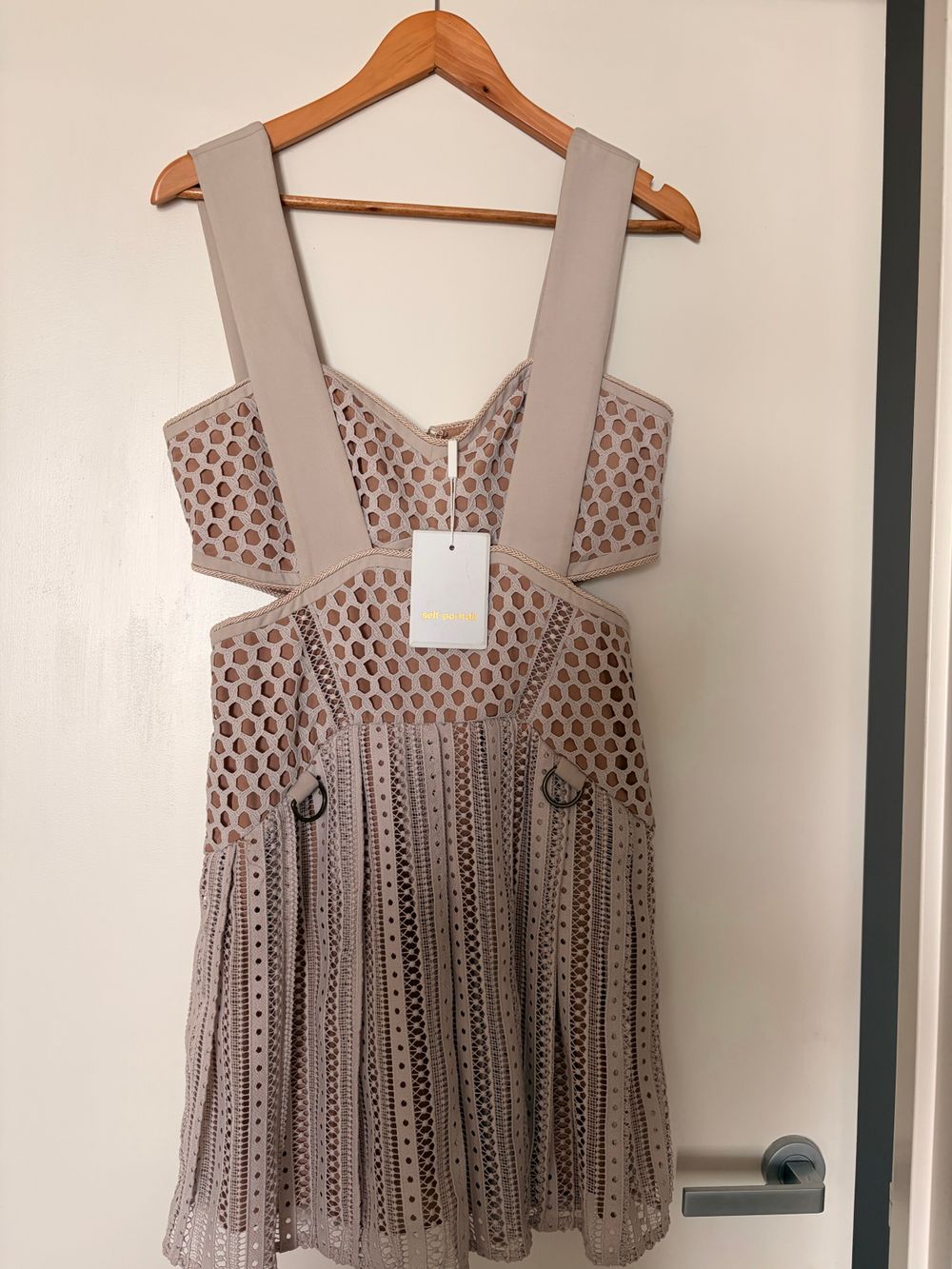 Self-Portrait Beige Cut-Out Midi Dress