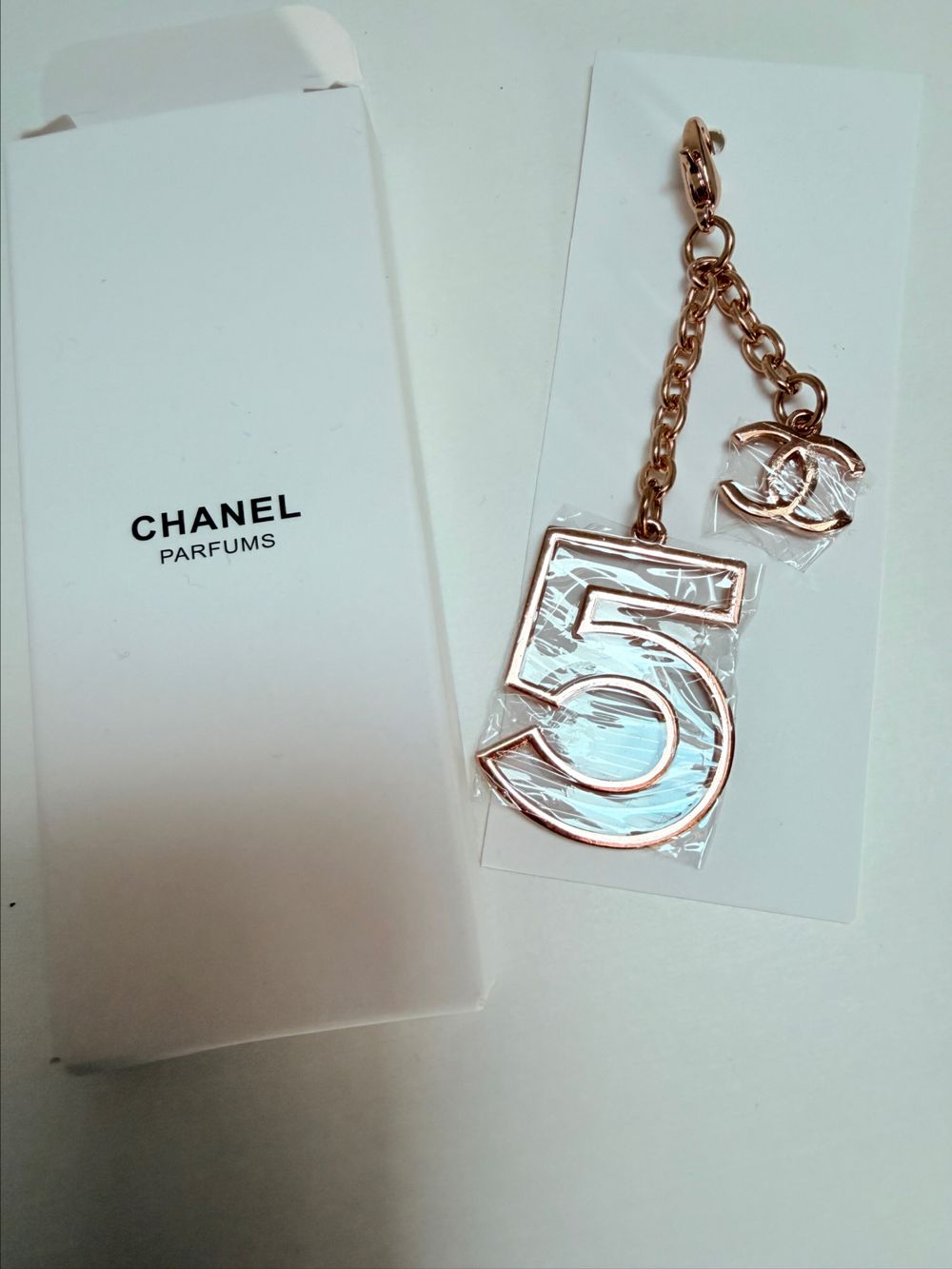 CHANEL Gold N° 5 Charm Keychain