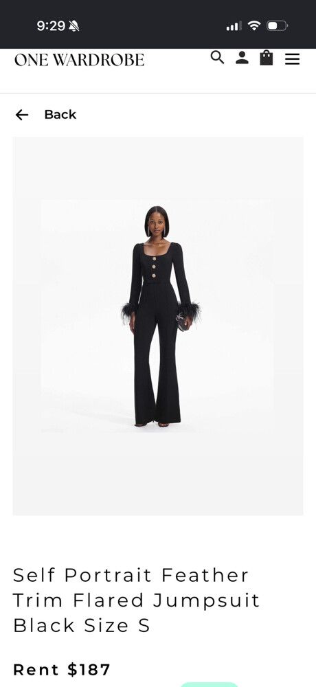self portrait Black Feather Trim Jumpsuit