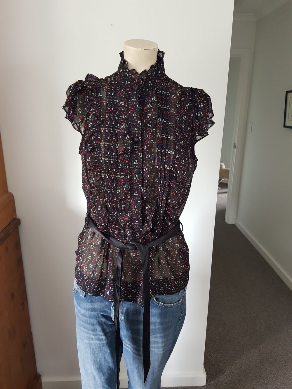 Papaya Black Sheer Floral Blouse