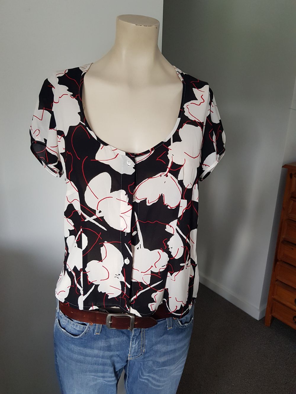 Paul Costelloe Sheer Floral Print Top