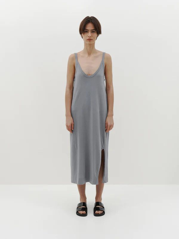 Bassike - V neck jersey slip dress - dove grey on Designer Wardrobe