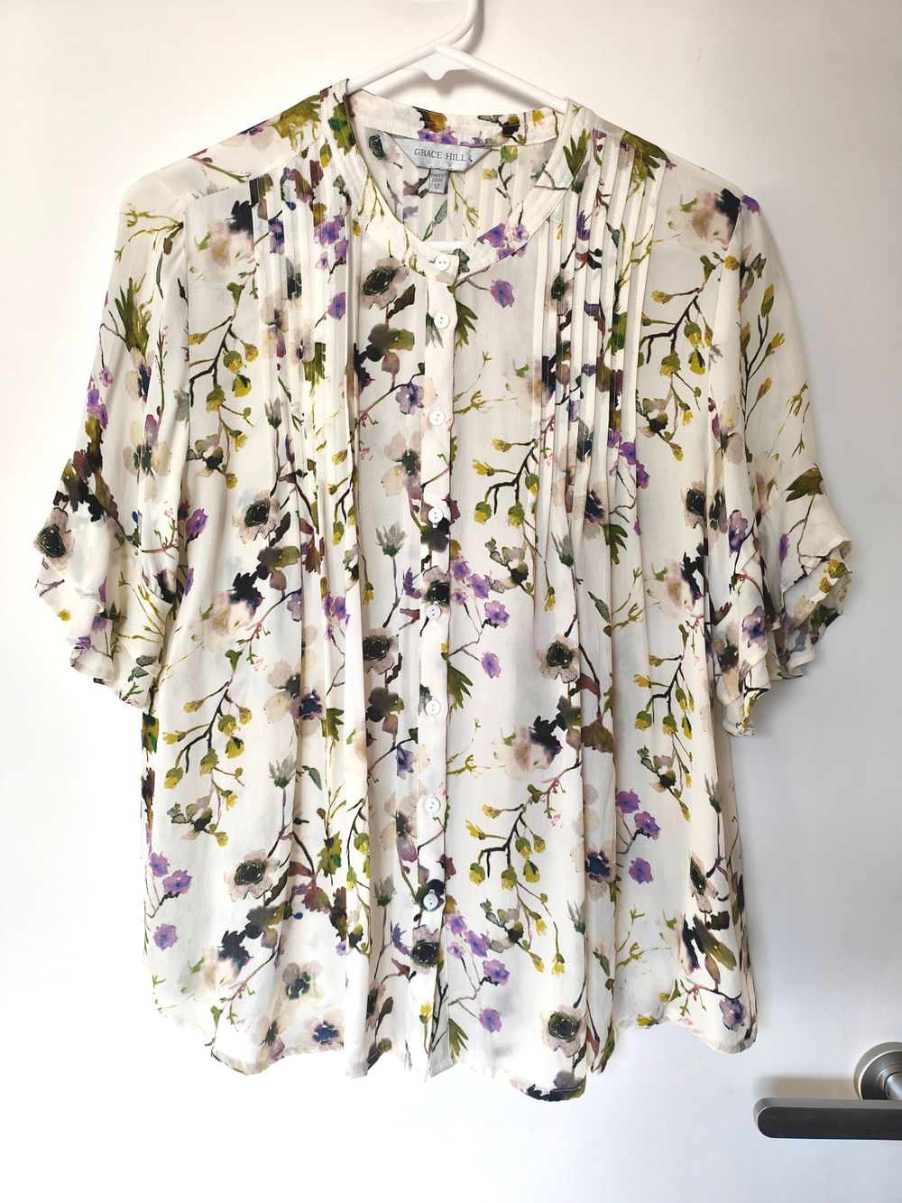 Grace Hill Floral Silk Shirt Sz 12