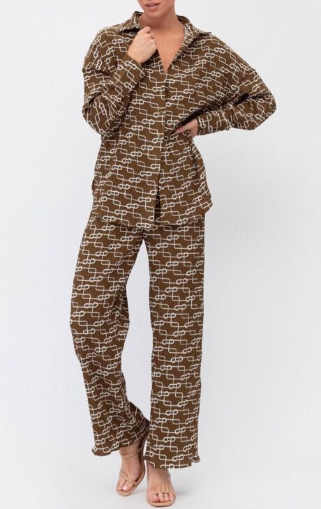 White Closet Au 12 M - L Relaxed Fit Wide Leg Pants Trousers Mocha Brown Millie