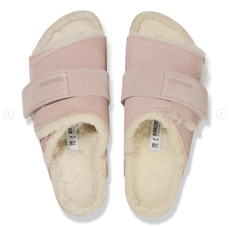 Kyoto Shearling Birkenstock Pink Clay Fur Au 9 40 Narrow Slip On Sandals Suede
