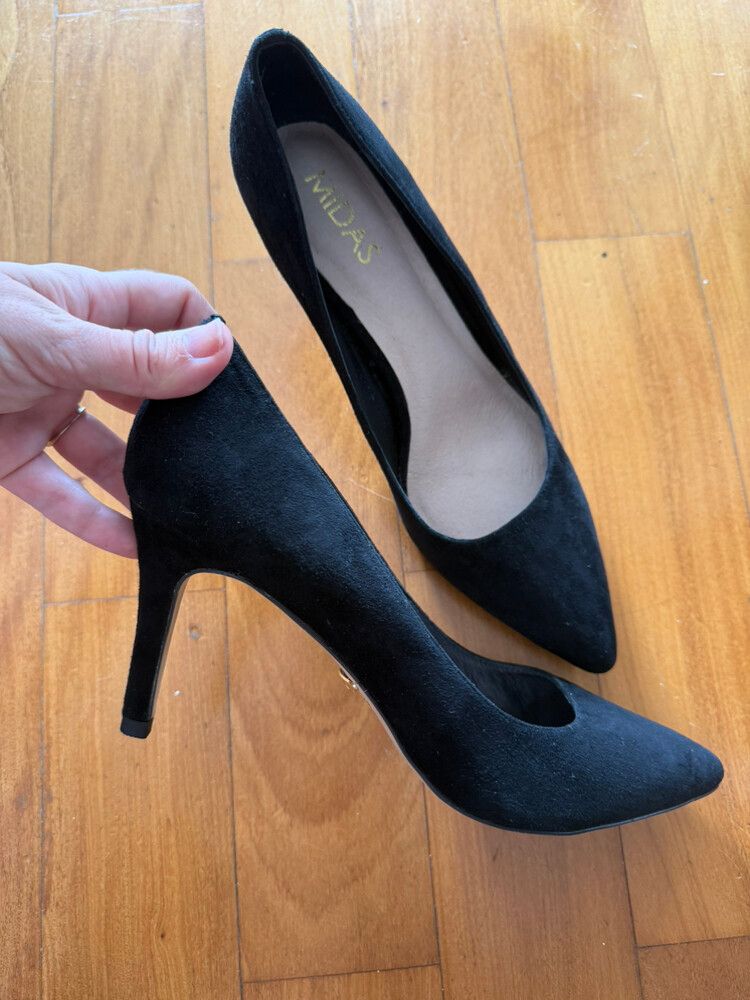 Midas Berri Black Suede Leather Pump Heels 8cm Office Work Shoes Au 10 41