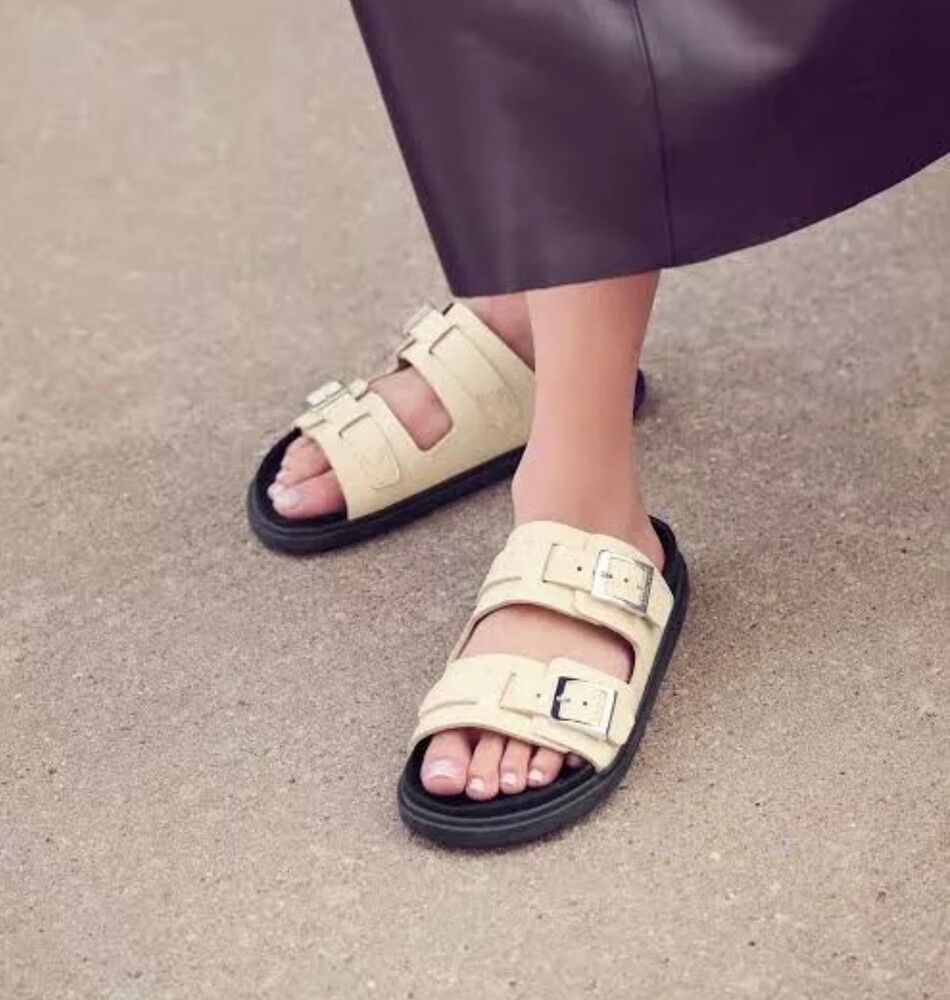 Birkenstock St Barths Sandals Butter Natural Leather Ivory 39 Au 8 Regular Fit