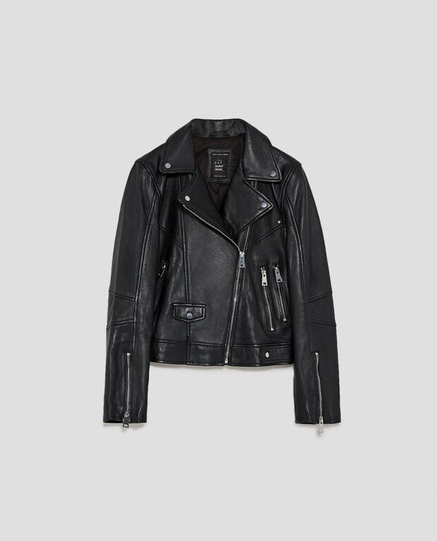 ZARA leather Biker jacket black Buffalo Rock Girl  Premium C&M Size M Au 10 $399