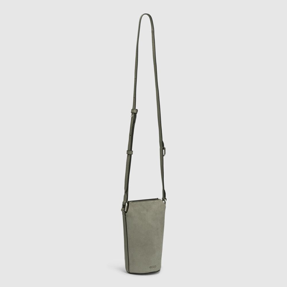 ECCO Pot Hybrid Leather Crossbody Grey Bag Mobile Phone
